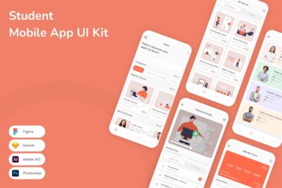 学生网课移动应用APP UI KIT (FIG,PSD,SKETCH,XD)