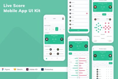 比赛实时得分移动应用APP UI KIT (FIG,PSD,SKETCH,XD)