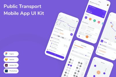 公共交通移动应用APP UI KIT (FIG,PSD,SKETCH,XD)