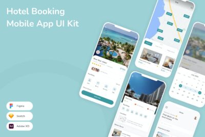 酒店预订移动应用App UI Kit (SKETCH,FIG,XD)