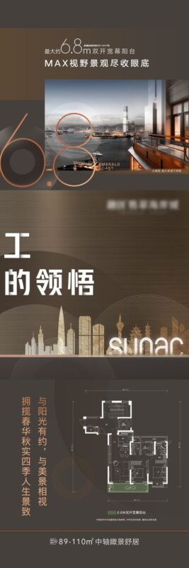 房地产三宫格价值点购房户型朋友圈热销宣传系列海报psd设计素材(8)