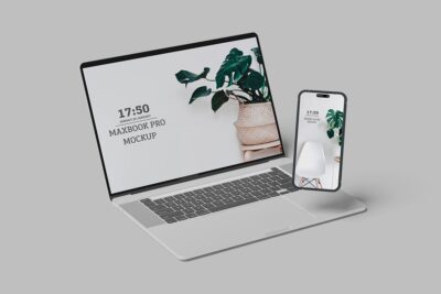 Macbook pro和iPhone手机电脑样机 (PSD)