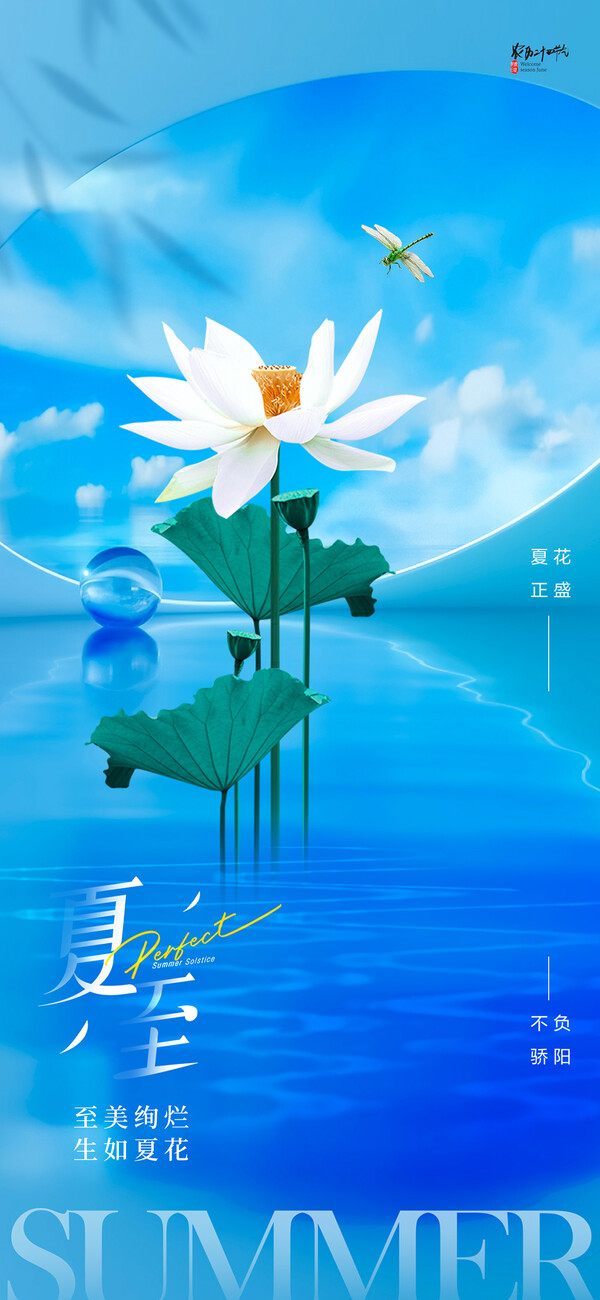 夏至24二十四节气节日活动宣传手机H5视觉海报模板PSD设计素材(118)