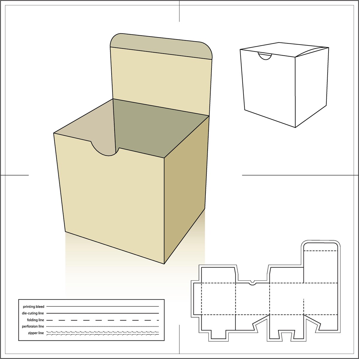 异形产品食品包装礼盒纸箱纸袋刀模结构展开图(立体效果图)(1).eps