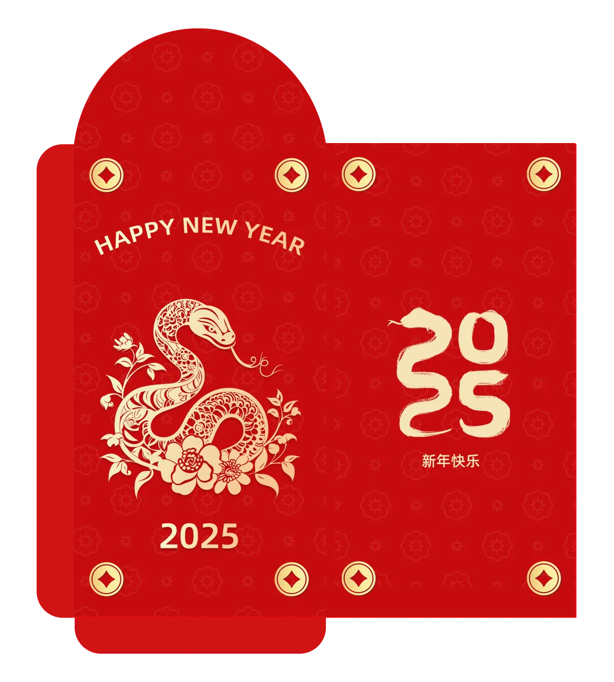 2025蛇年新年快乐红包利是封面封底logo印花设计模板(35).psd