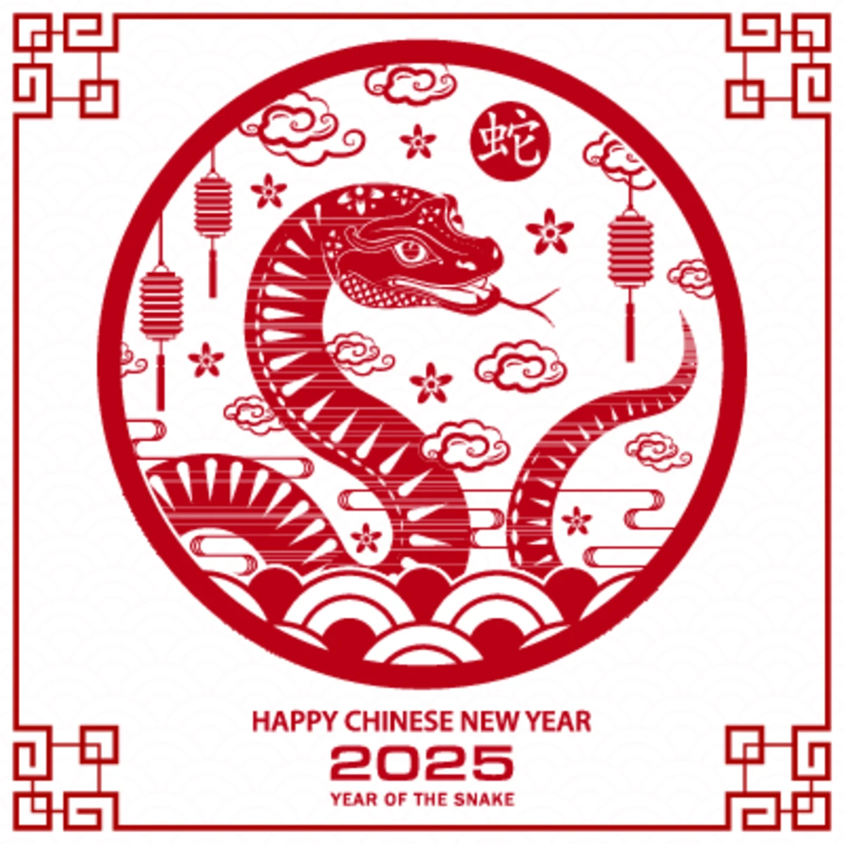 2025蛇年新年元旦春节大图背景艺术字插画模板AI矢量设计素材(31)