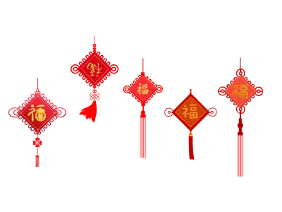 中国结5个一组 PNG.PSD