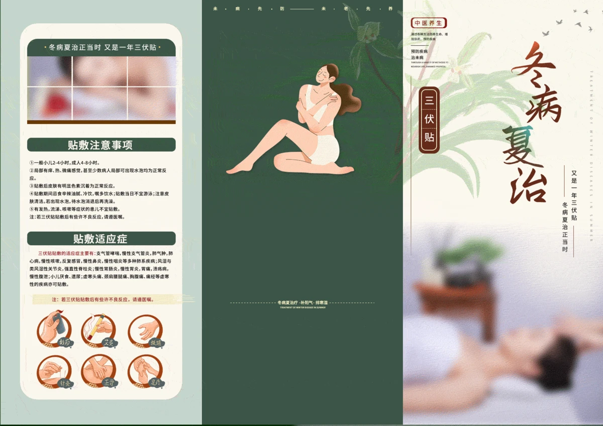 中国传统养生文化冬病夏治夏季养生三折页画册设计模板(1).psd