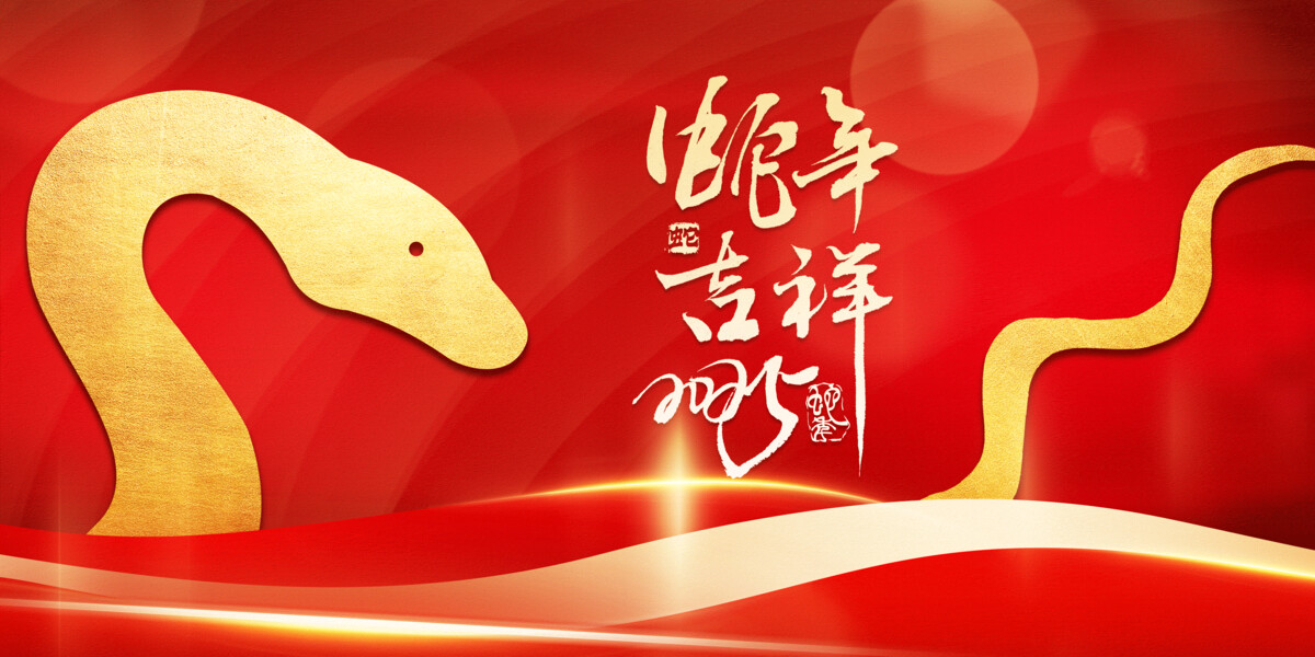 2025蛇年红色喜庆春节年会展望背景底纹设计模板(4).psd