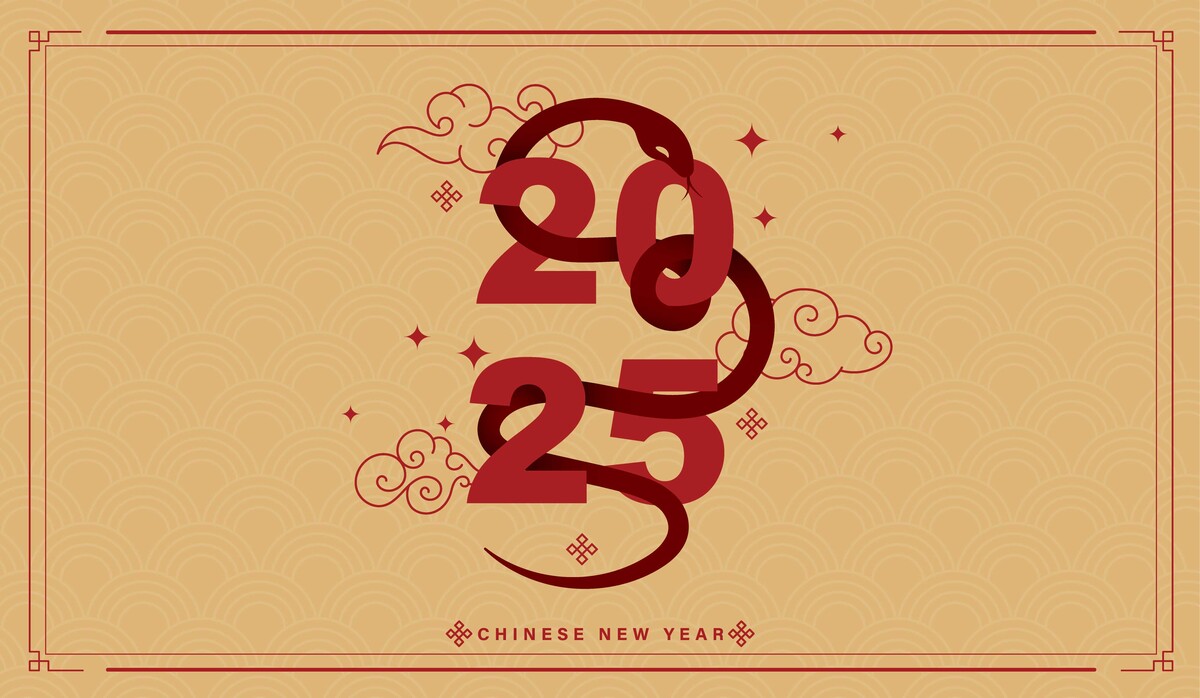 2025蛇年新年春节海报无缝背景插画模板AI矢量设计素材(15)