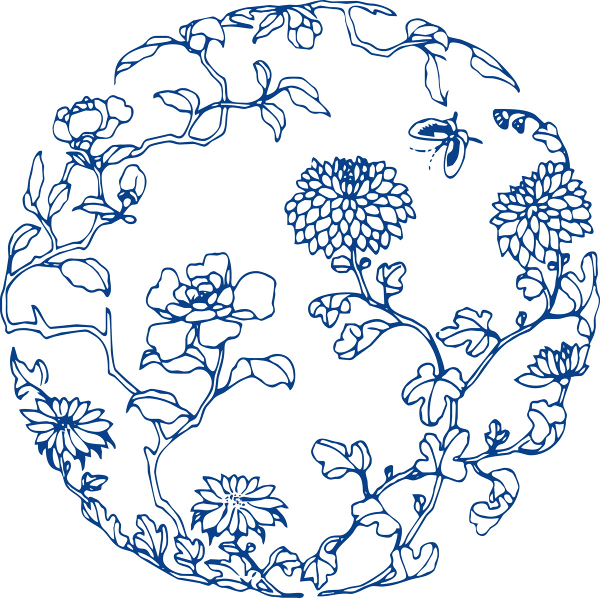 中国风传统青花瓷纹样花(77).png图片