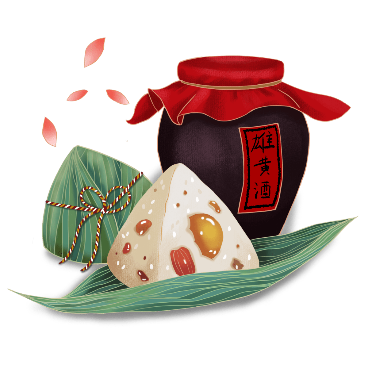 端午节卡通手绘粽子龙舟艾草节日设计元素(77).psd