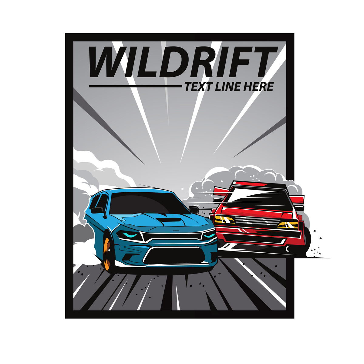 潮流时尚小车卡车公路越野汽车插画设计元素(1).ai