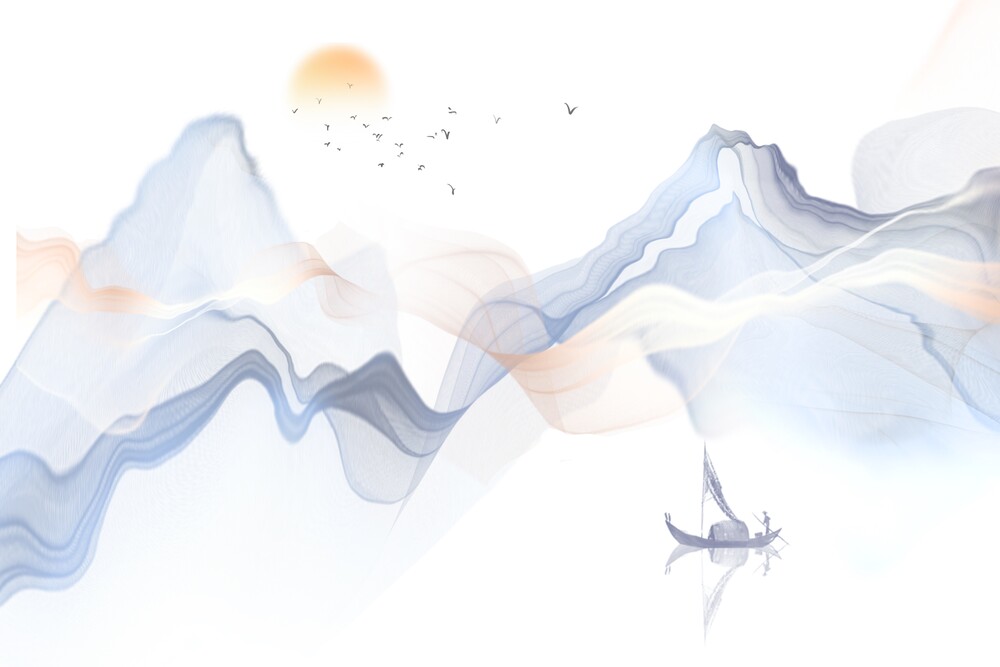 墨蓝水墨抽象水墨山水画新中式水墨抽象山水背景.psd
