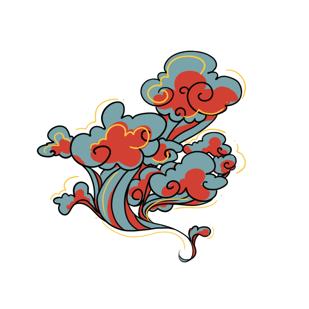 中国风云纹元素 日式复古插画PNG免抠素材下载(60).psd