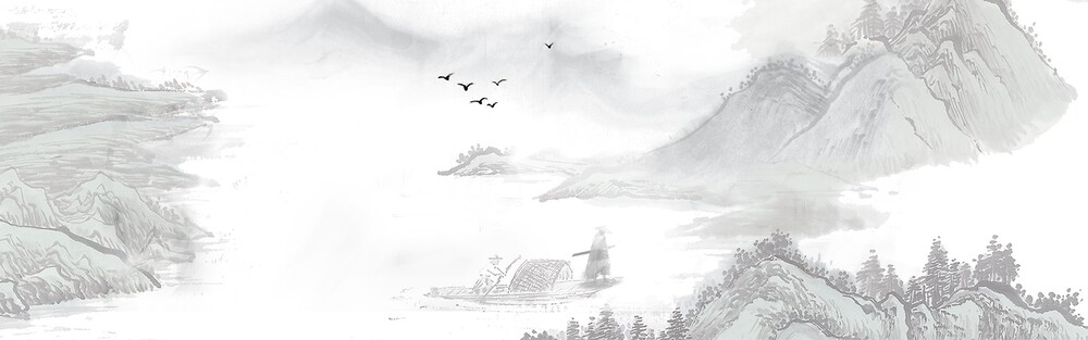 传统水墨风格山水飞鸟装饰画高清背景图(12).psd