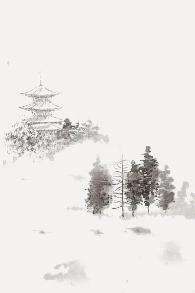 古韵悠然：荷花梅花结合的中式写意风景大图(5).psd