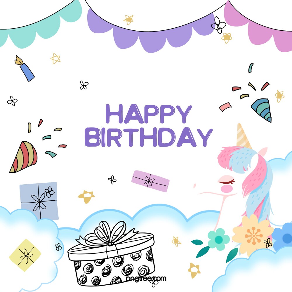 趣味生日图案 – 儿童生日庆典手绘背景大图(24).psd