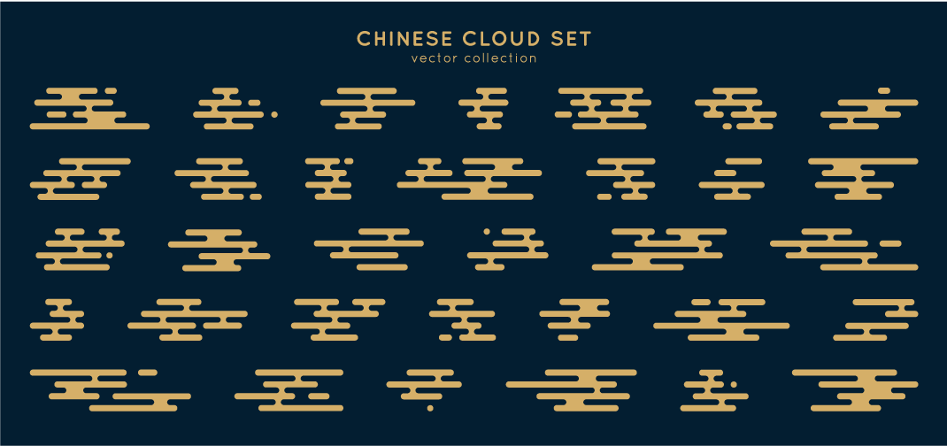 精致矢量图形：金色云纹与星空海浪组合(3).ai