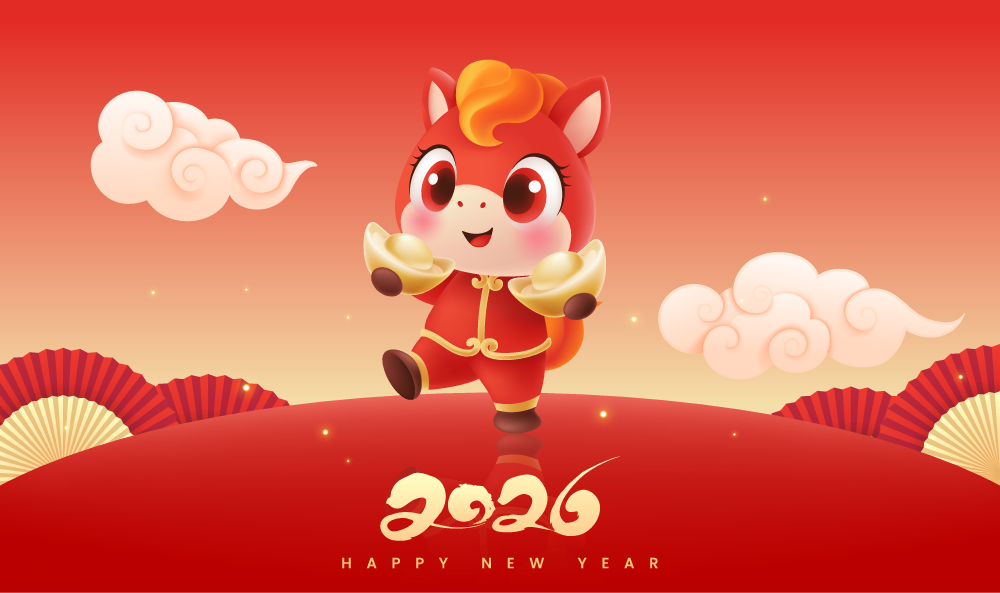 AI矢量图形素材：2026马年新春主题背景图与宣传板设计元素(4)
