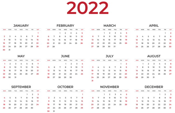 高清数字PNG图片 透明日历2022无色底图