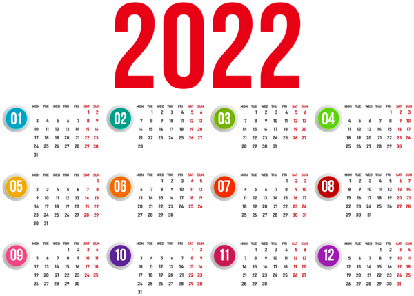 日历2022PNG透明底图 数字PNG素材库