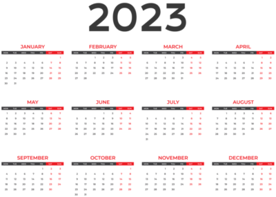 免费高清数字PNG图片 透明日历2023元素图