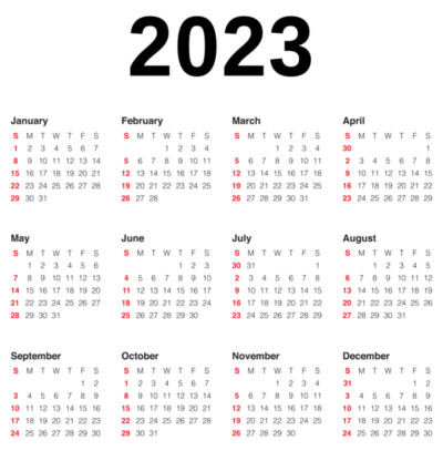 日历2023PNG图片 透明日历2023元素图Calendar 2023