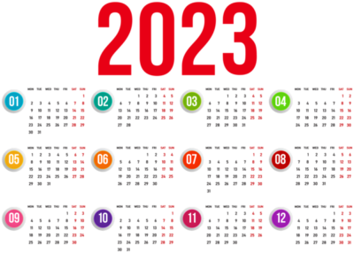 高清数字PNG图片 透明日历2023无色底图