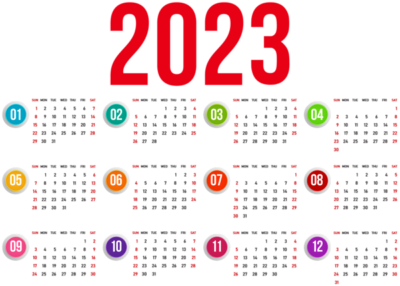 高清日历2023PNG图片 透明日历2023元素图Calendar 2023