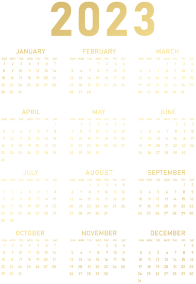 高清数字PNG图片 透明日历2023无色底图