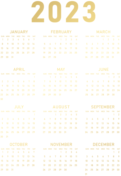 高清数字PNG图片 透明日历2023无色底图
