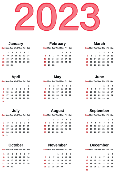 日历2023PNG图片 透明日历2023元素图Calendar 2023