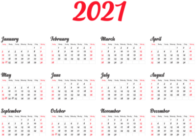 高清PNG透明素材 日历2021无色底图