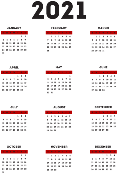 日历2021PNG透明底图 数字PNG素材库