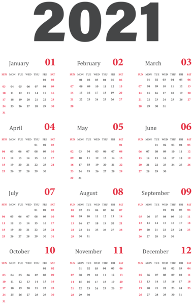 数字PNG素材 透明日历2021高清图片