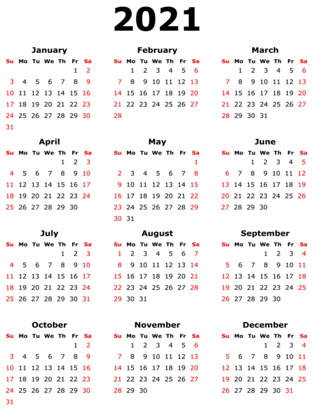 日历2021PNG透明底图 数字PNG素材库