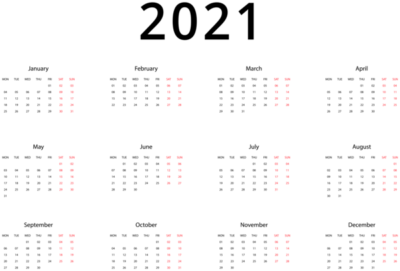 数字PNG透明底图 日历2021PNG元素图