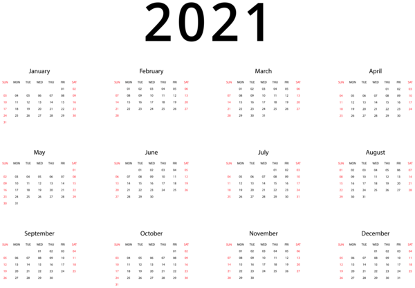无色透明PNG素材 日历2021元素底图